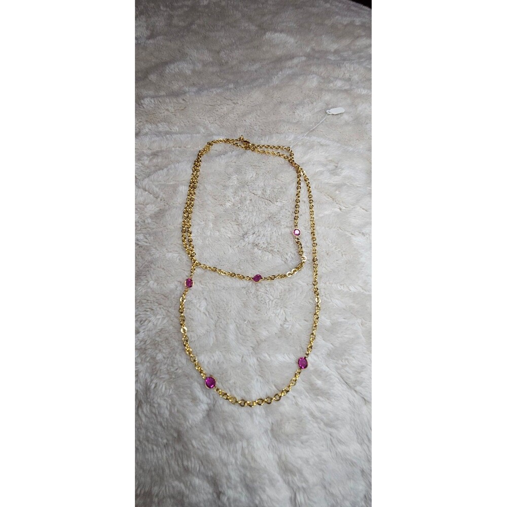 Nolan Miller Goldtone Chain with Magenta Stones - Long